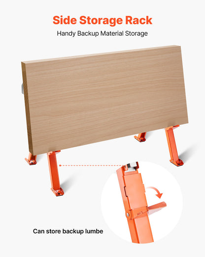 Sågbockar, 2-pack hopfällbara arbetsbockar, sågbock med lastkapacitet 816,5 kg och kraftiga ben, sågbock med justerbar höjd och halkfria fotplattor, för träbearbetning, snickare och entreprenörer