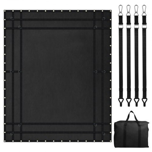 Lastnät, 120 x 105 tum, Kraftigt lastbilslastnät för lastbilsflak, 4 justerbara remmar med karbinhakar och gummiklädda krokar, slitstarkt, lämpligt för pickup, jeep, lastbil, SUV, båt (svart)
