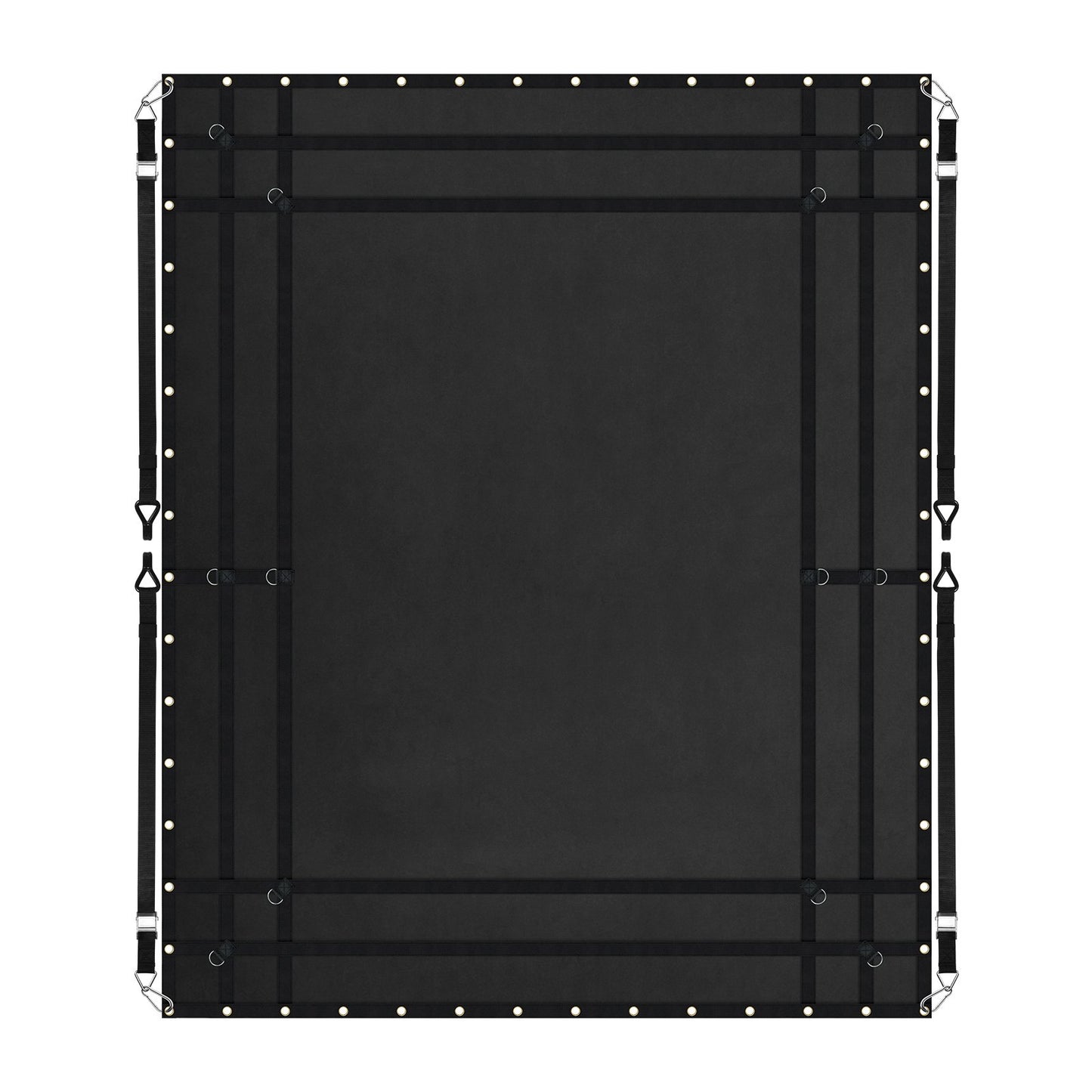 Lastnät, 120 x 105 tum, Kraftigt lastbilslastnät för lastbilsflak, 4 justerbara remmar med karbinhakar och gummiklädda krokar, slitstarkt, lämpligt för pickup, jeep, lastbil, SUV, båt (svart)