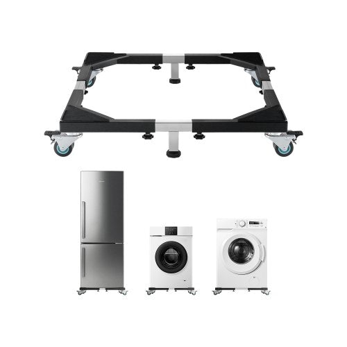 Mobil kylstativ, 1200 lbs lastkapacitet, tvättmaskinstativ med 8 låsbara dubbelhjul och 4 bromsar, 23-36,6 tum justerbar möbelvagn för tvättmaskin, kylskåp och torktumlare