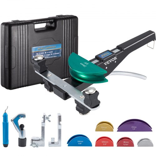 Kopparrörsbockare, 7 färgglada matriser 1/4-7/8 tum 90 graders fram- och bakbockning, 6-22 mm för koppar- och aluminiumrör med omvänd böjningsanordning