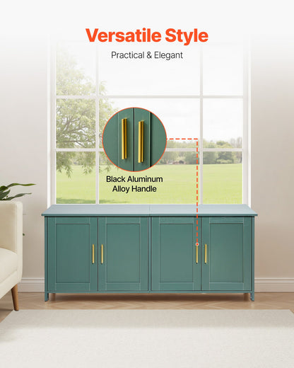 Kattlåda för flera katter, 120 cm dold kattlåda med 4 dörrar och 2 ingångar, inomhustoalett för katter, sidobord i trä för kattmöbler, passar de flesta kattlådor, grön