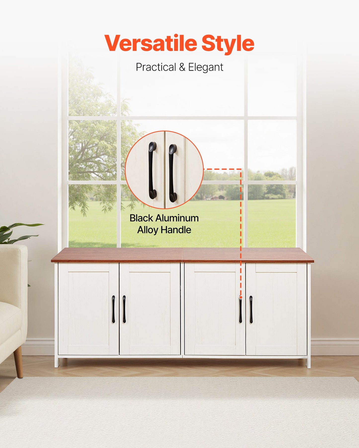 Kattlåda för flera katter, 120 cm dold kattlåda med 4 dörrar och 2 ingångar, inomhuskattrum, kattmöbler i trä, passar de flesta kattlådor, brun och vit