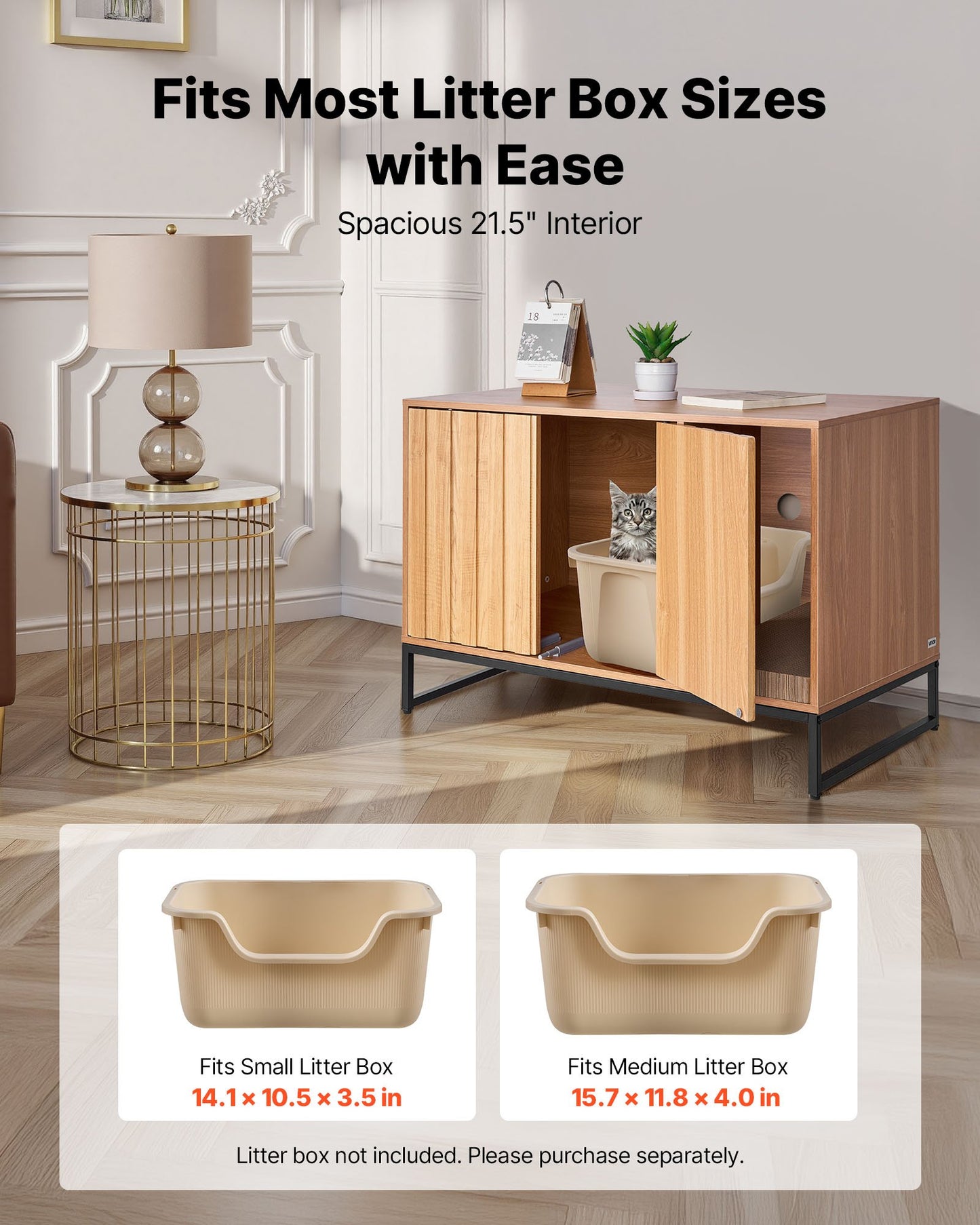 Kattlåda, 80 cm dold kattlåda med klösplatta och förvaring, vattentät katttoalett, sidobord för katt, passar de flesta av kattlådans delar, för sovrum och vardagsrum