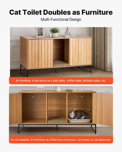 Kattlåda, 120 cm dold kattlåda med klösplatta och förvaring, vattentät sidobord för katttoalett, passar de flesta av kattlådans möbler, för sovrum och vardagsrum