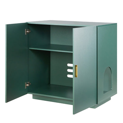 Kattlåda, 80 cm dold kattlåda, träbadrum för inomhusbruk med ventilerade hål, dubbeldörrars möbler för kattdjur, sidobord som passar de flesta kattlådor