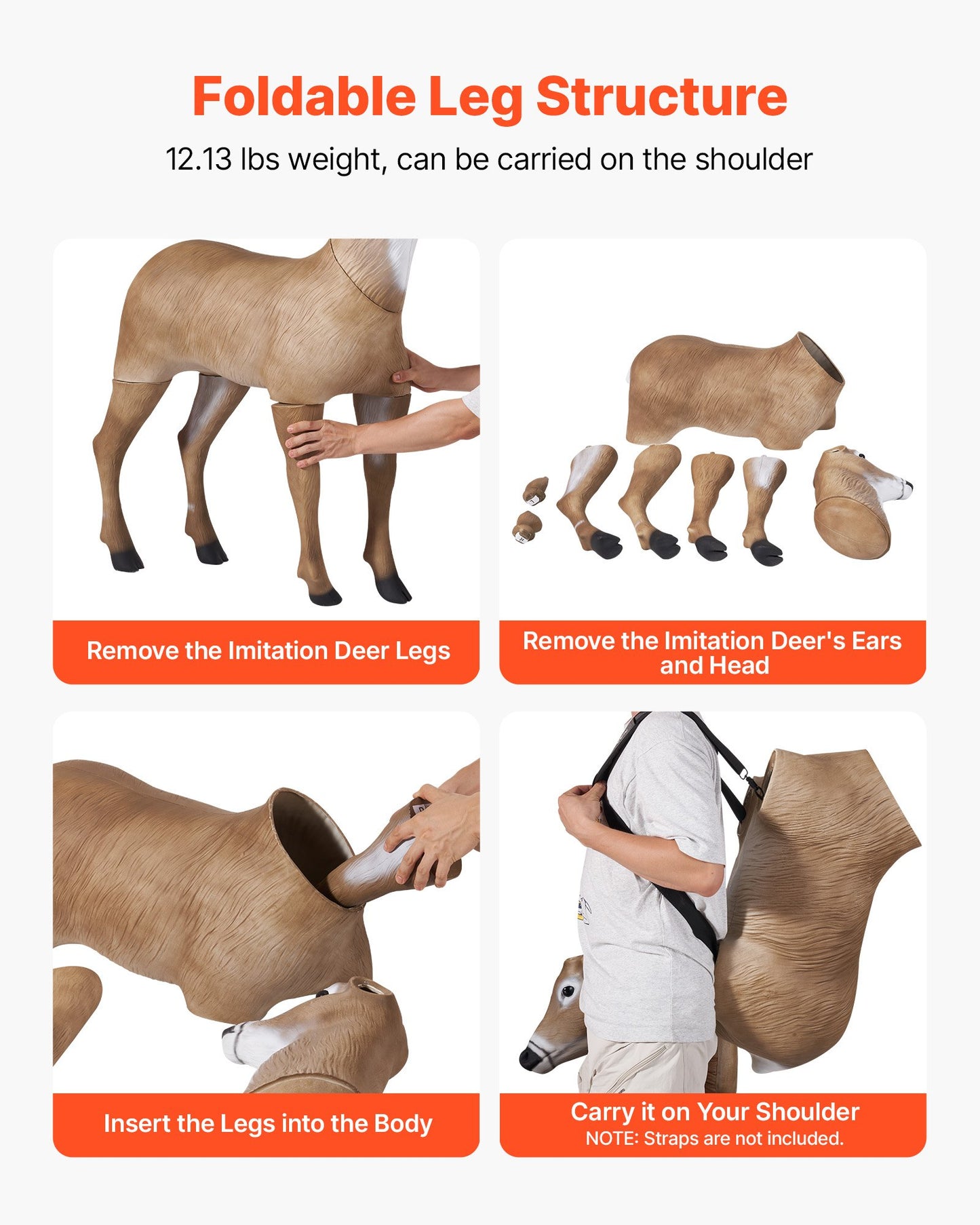 Hjortlockbete, utomhushjortlockbete för jakt, realistiskt hållbart HDPE-jaktlockbete, vikbara ben för enkel transport och användning, för trädgårdsdekoration, 1-pack