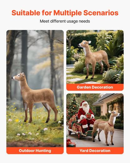 Hjortlockbete, utomhushjortlockbete för jakt, realistiskt hållbart HDPE-jaktlockbete, vikbara ben för enkel transport och användning, för trädgårdsdekoration, 1-pack