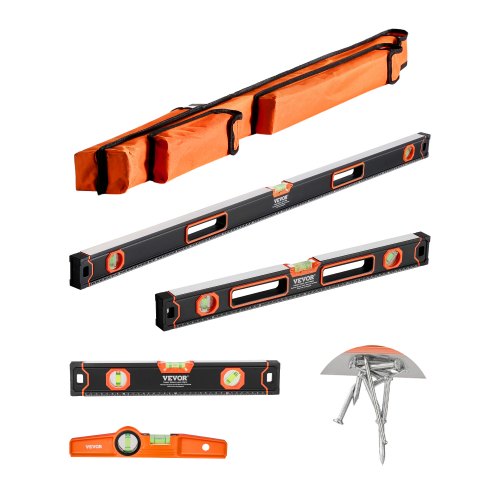 4-delat torpedvattenpass, 48/24/16/10 tums magnetiska vattenpass-set, fluorescerande ljusbubbelampuller med linjal för 45/90/180 grader, magnetisk vattenpassverktyg i aluminiumlegering, SAE- och metrisk skala