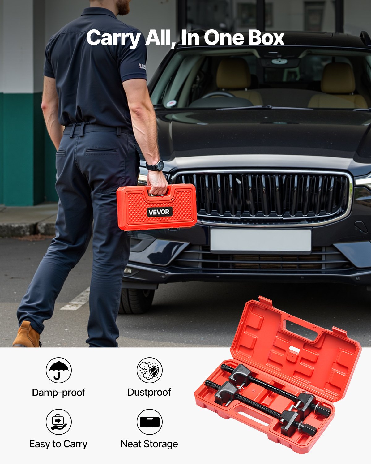 Fjäderbensspärr, 2-pack, kraftigt spiralfjäderspärrverktyg med 10,4 tum (256 mm) räckvidd, kompatibel med 0,86 tum (22 mm) sexkantshylsor, passar för bil lastbil motorcykel, svart