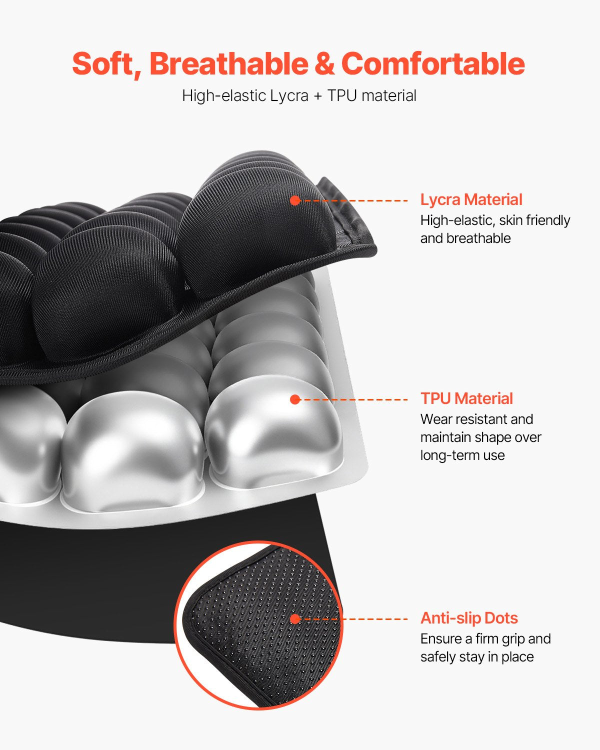 Uppblåsbar sittdyna, 3D-luftcellssittdyna för tryckavlastning, Lycra- och TPU-rullstolssittdyna med manuell pump, lätt och bärbar för resor, kontor, bil, flygplan