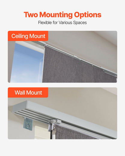 Panelgardiner, utdragbara skenor från 116 cm till 218 cm B, trimbara panelgardiner upp till 243 cm H, vertikala mörkläggningsgardiner för skjutdörrar, altandörrar, rumsavdelare, mörkgrå