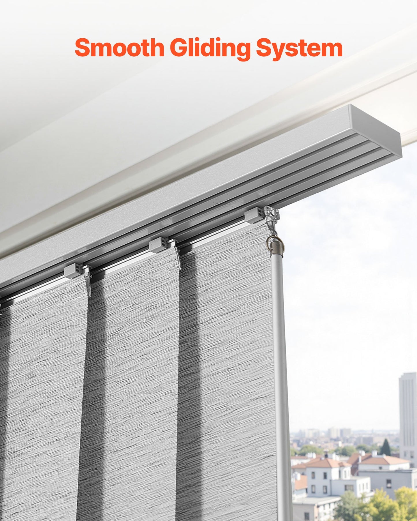 Panelgardiner, utdragbara skenor från 116 cm till 218 cm B, trimbara panelgardiner upp till 243 cm H, justerbara vertikala panelgardiner för skjutdörrar, altandörrar, rumsavdelare, fönster, grå