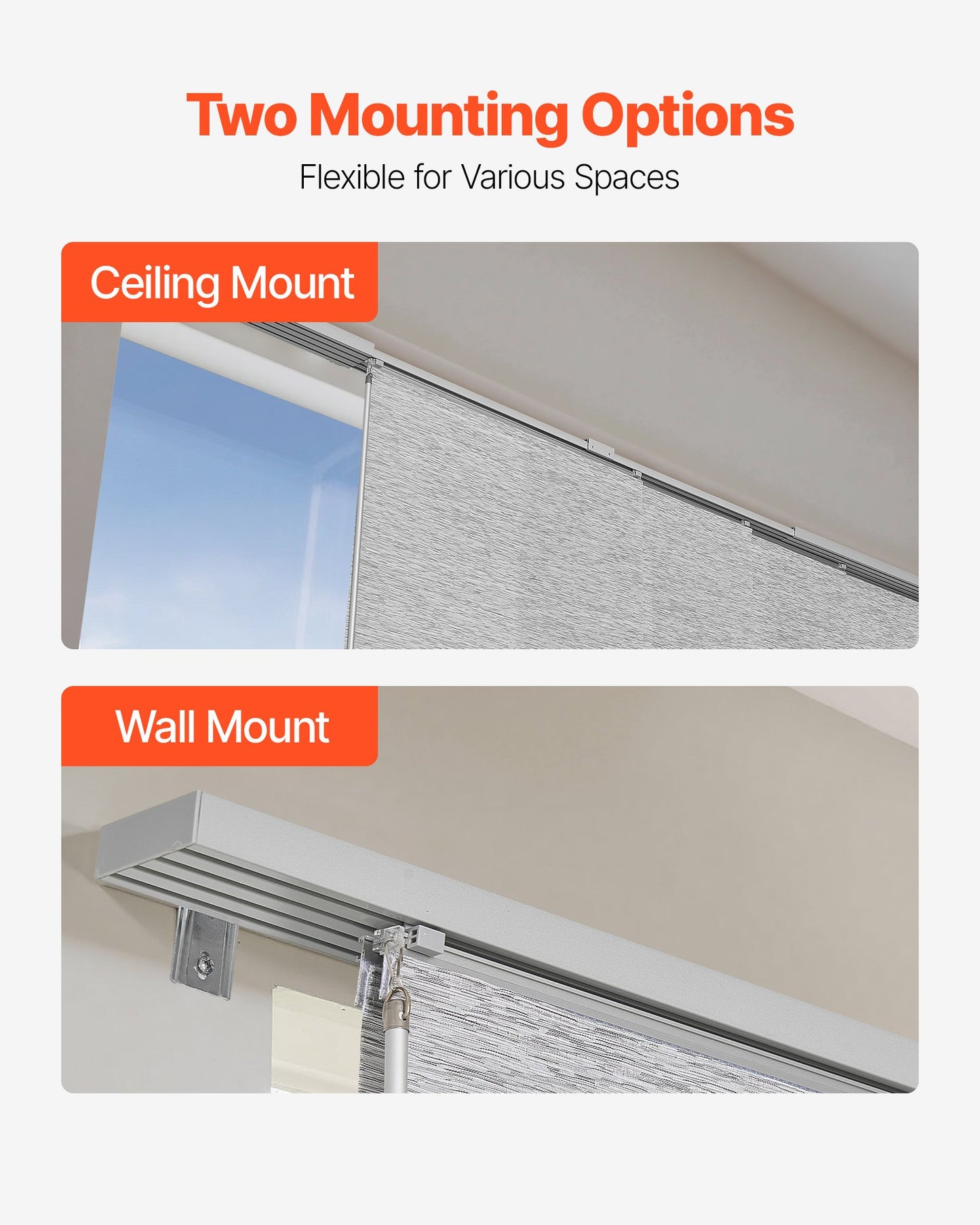 Panelgardiner, utdragbara skenor från 116 cm till 218 cm B, trimbara panelgardiner upp till 243 cm H, justerbara vertikala panelgardiner för skjutdörrar, altandörrar, rumsavdelare, fönster, grå