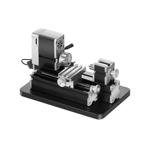 Didaktisk mini-metallsvarv, 70 x 130 mm (2,76 x 5,12 tum), 36 W kraftfull metallsvarv, 20 000 varv/min, med 3-backschuck, handratt i aluminiumlegering, för bearbetning av precisionsdelar, mjuka metaller, trä och plast.