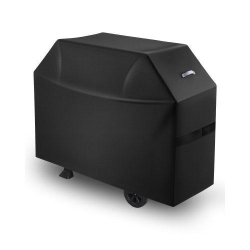 Grillöverdrag, 60 tums grillöverdrag för utomhusgrillar, vattentätt, blekningsbeständigt, väderbeständigt, kraftigt 600D polyester, lätt att ta på och av, med kardborreband, svart