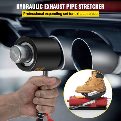 Hydraulisk avgasrörsexpander, storlek 4,1 till 10,8 cm, 10 T pedalpump ingår med 4 gängor, 2 förvaringsfodral för koppar- och aluminiumrör vid bilreparation