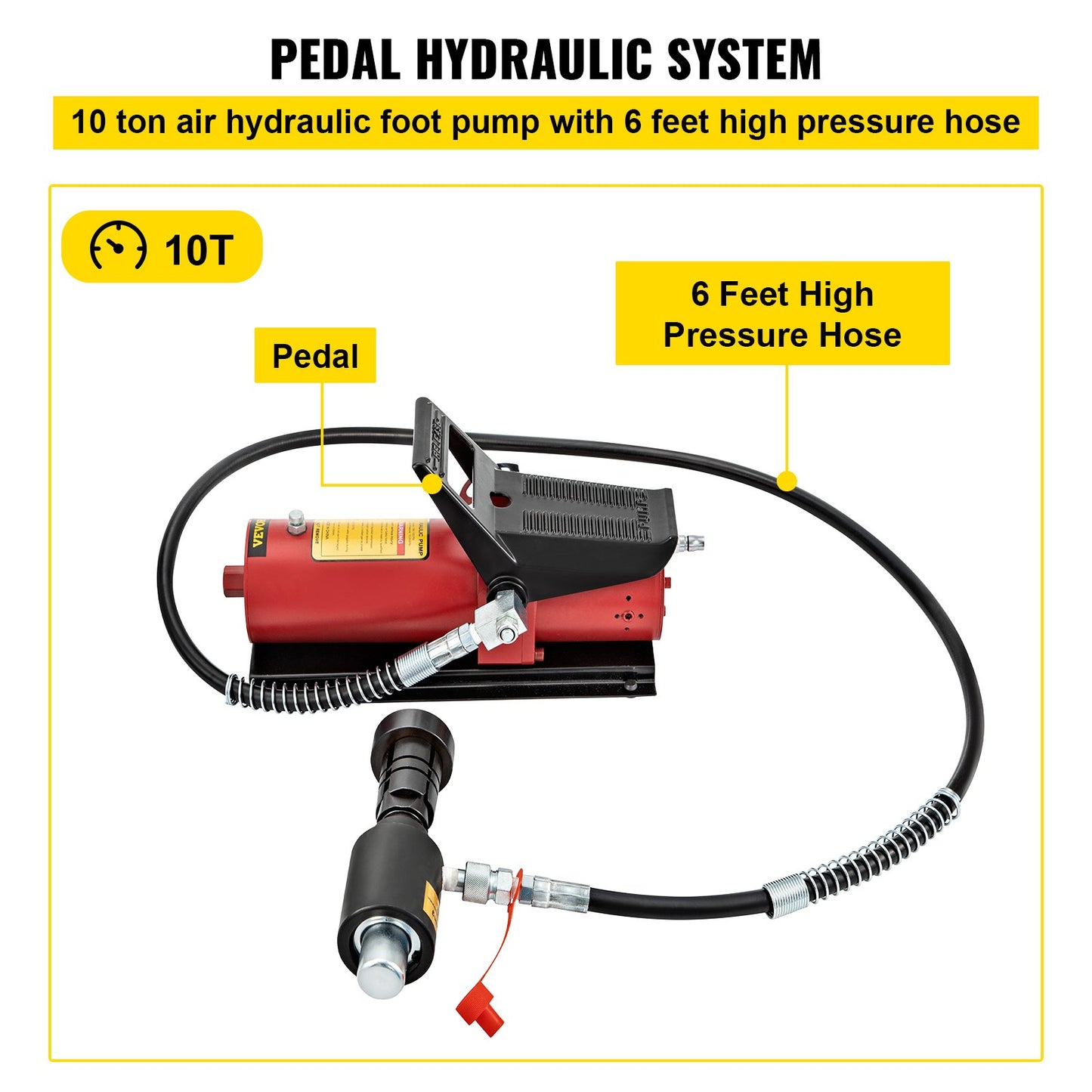 Hydraulisk avgasrörsexpander, storlek 4,1 till 10,8 cm, 10 T pedalpump ingår med 4 gängor, 2 förvaringsfodral för koppar- och aluminiumrör vid bilreparation