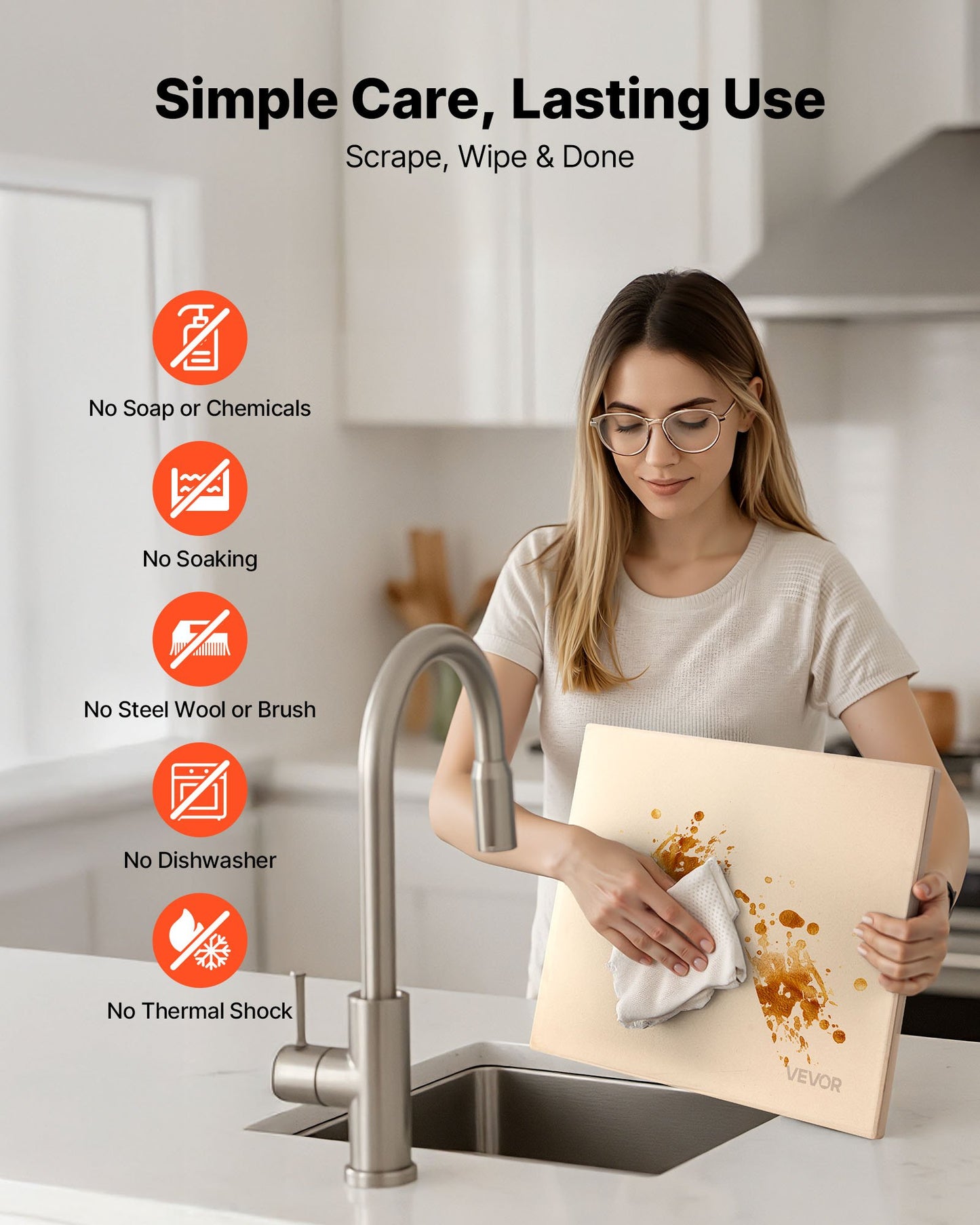 Pizzasten, 38 x 30 cm rektangulär pizzasten i kordierit, extra stor baksten med skrapa, 15 mm tjock värmebeständig kordierit, för köksugn, bakning av bröd och pizzor, grillning