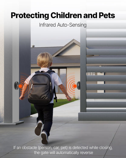 Automatisk grindöppnare, 280W elektrisk skjutgrindsöppnare för dörrar upp till 25m 816kg, rullportsmotor i nylon med kuggstång, infraröd sensor och 2 fjärrkontroller, grindöppningssystem för uppfarter