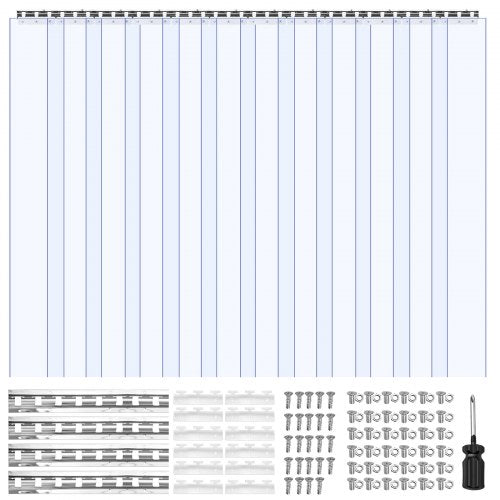 Klar PVC-gardinremsa, 2,4 m höjd x 1,8 m bredd x 2 mm tjocklek, 12 st. gardinremsor för kylrum i walk-in-miljö, släta vattentäta plastdörrremsor för lager, frys, garageportar