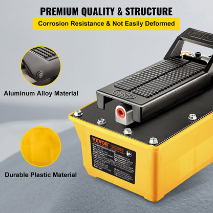 Lufthydraulisk pump, hydraulisk fotpump 10 000 PSI, fotmanövrerad luft-/hydraulpump med behållare på 1,89 liter, med slang och sprutpistol för tung maskinutrustning, bilreparationer, bilramsmaskiner