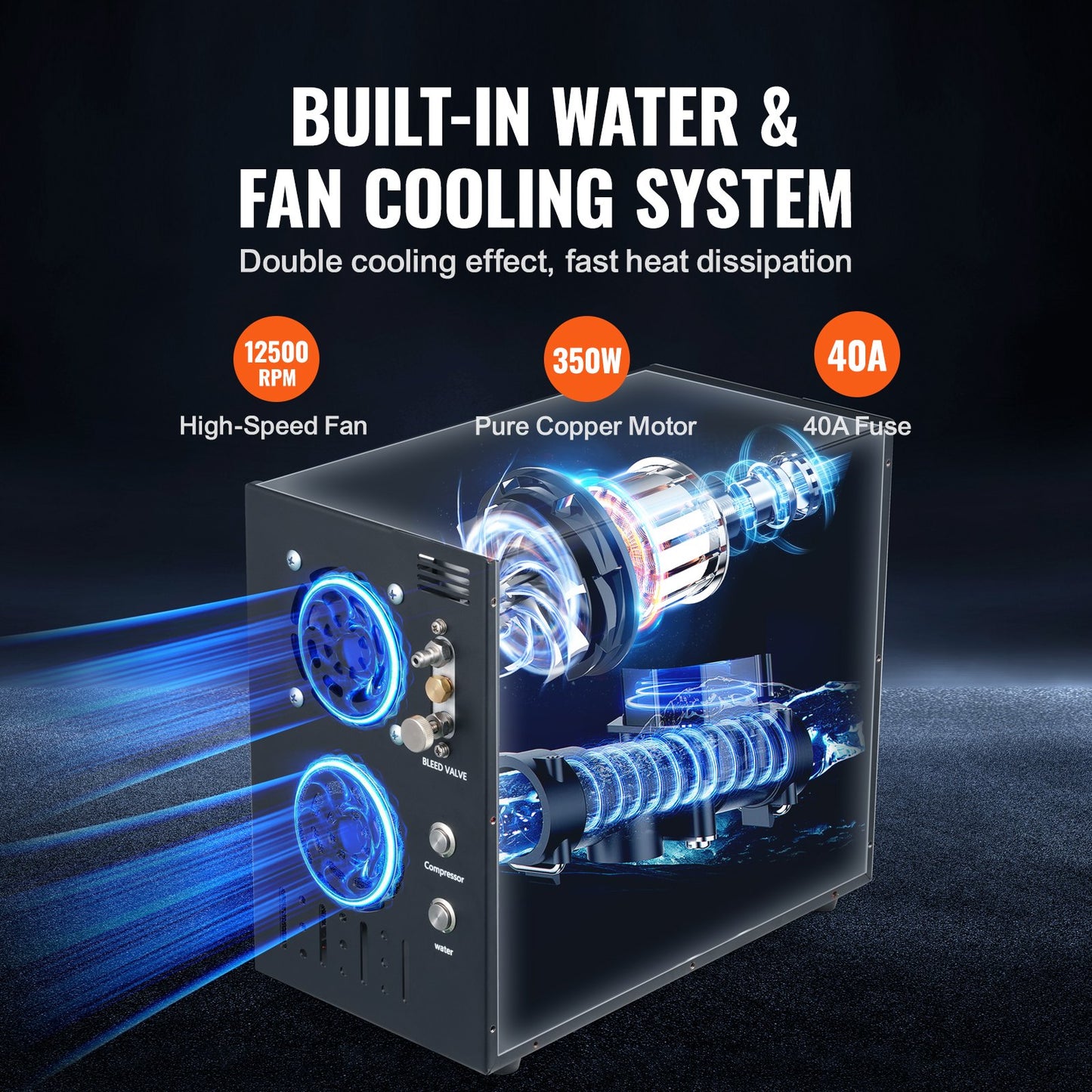 PCP-luftkompressor, 4500PSI/30Mpa bärbar PCP-luftgevärskompressor - Inbyggt vatten- och fläktkylsystem, autostopp | DC12V/AC230V paintballtankkompressor för luftgevär, dykflaska