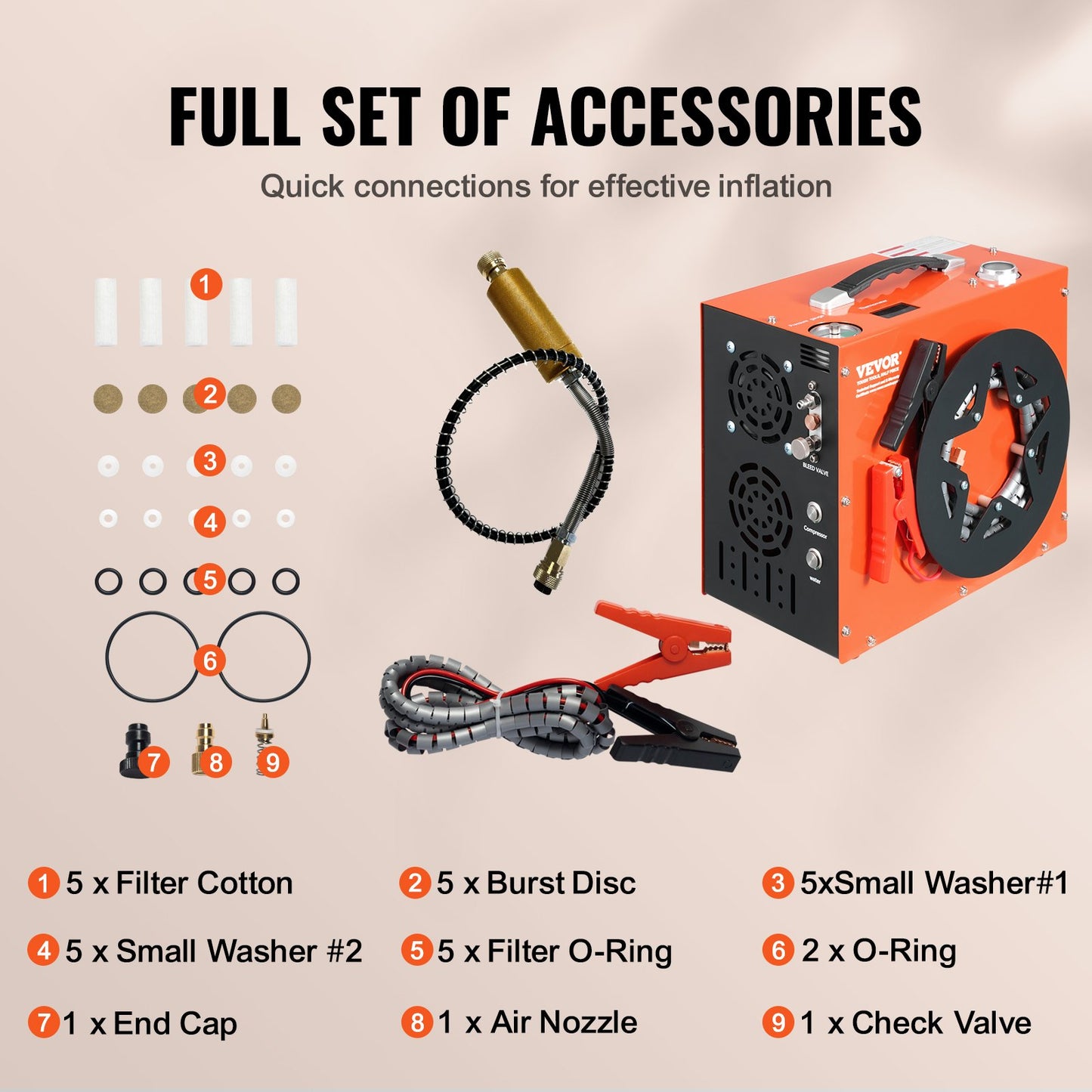 PCP-luftkompressor, 4500PSI/30Mpa bärbar PCP-luftgevärskompressor - Inbyggt vatten- och fläktkylsystem, autostopp | DC12V/AC230V paintballtankkompressor för luftgevär, dykflaska