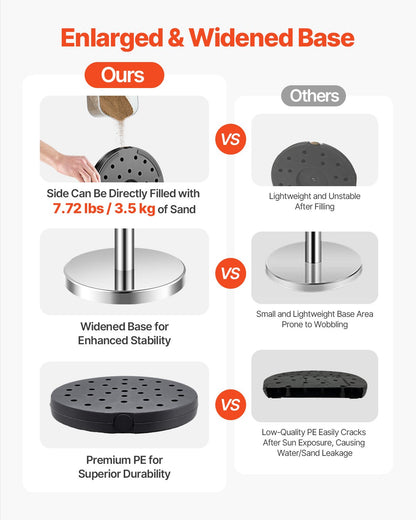 Stolpe, 6 st. avspärrningsset för folkmassor med 3 röda sammetsrep, 1,5 m rostfritt stål, silverfärgad stolpekö med sandinjektionsbas för teater, fest, bröllop, utställning