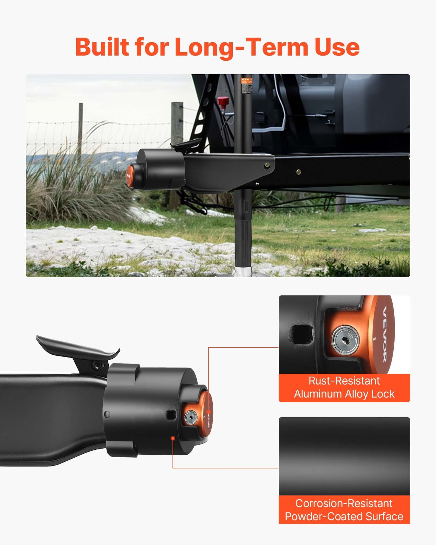 Släpvagnslås, passar 50,6 och 58,6 mm raka kulkopplingar, kraftigt dragkrokslås med 3 nycklar som säkrar säkerhetskedjor, stöldskyddande tunglås för husbil, släpvagn, båt