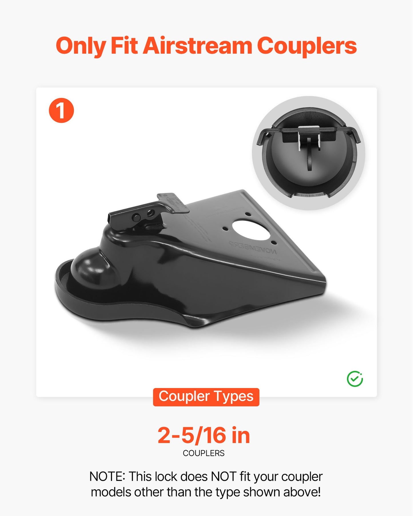 Släpvagnslås, passar 58,6 mm luftströmskopplingar, kraftigt dragkrokslås med 3 nycklar säkrar säkerhetskedjor, rostbeständigt, stöldskyddande släpvagnslås för husbil, släpvagn och båt