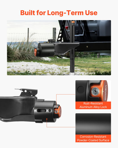 Släpvagnslås, passar 58,6 mm luftströmskopplingar, kraftigt dragkrokslås med 3 nycklar säkrar säkerhetskedjor, rostbeständigt, stöldskyddande släpvagnslås för husbil, släpvagn och båt