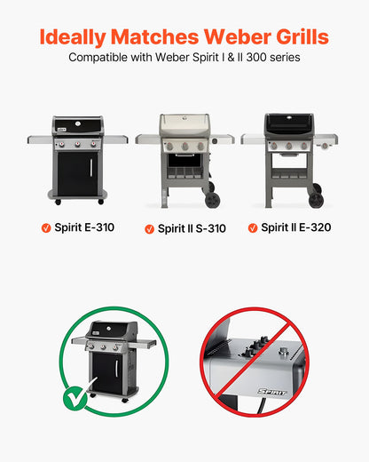Smaksättningsbarer, 39 cm grillreservdel, för Weber Spirit I &amp; II 300-seriens grillar, inklusive Spirit E-310, ll S-310, ll E-320, porslinsemaljerad ståltjockare värmeplatta, 5-pack