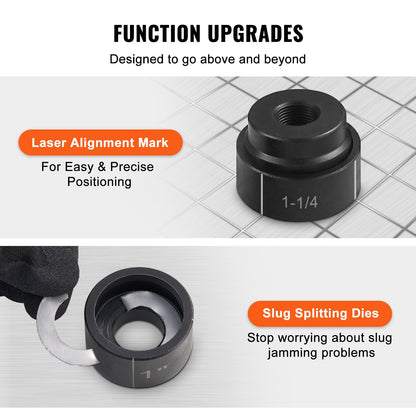 15 tons hydraulisk knockout-stanssats för hålverktyg 12,7 mm-101,6 mm med 10 pressbackar