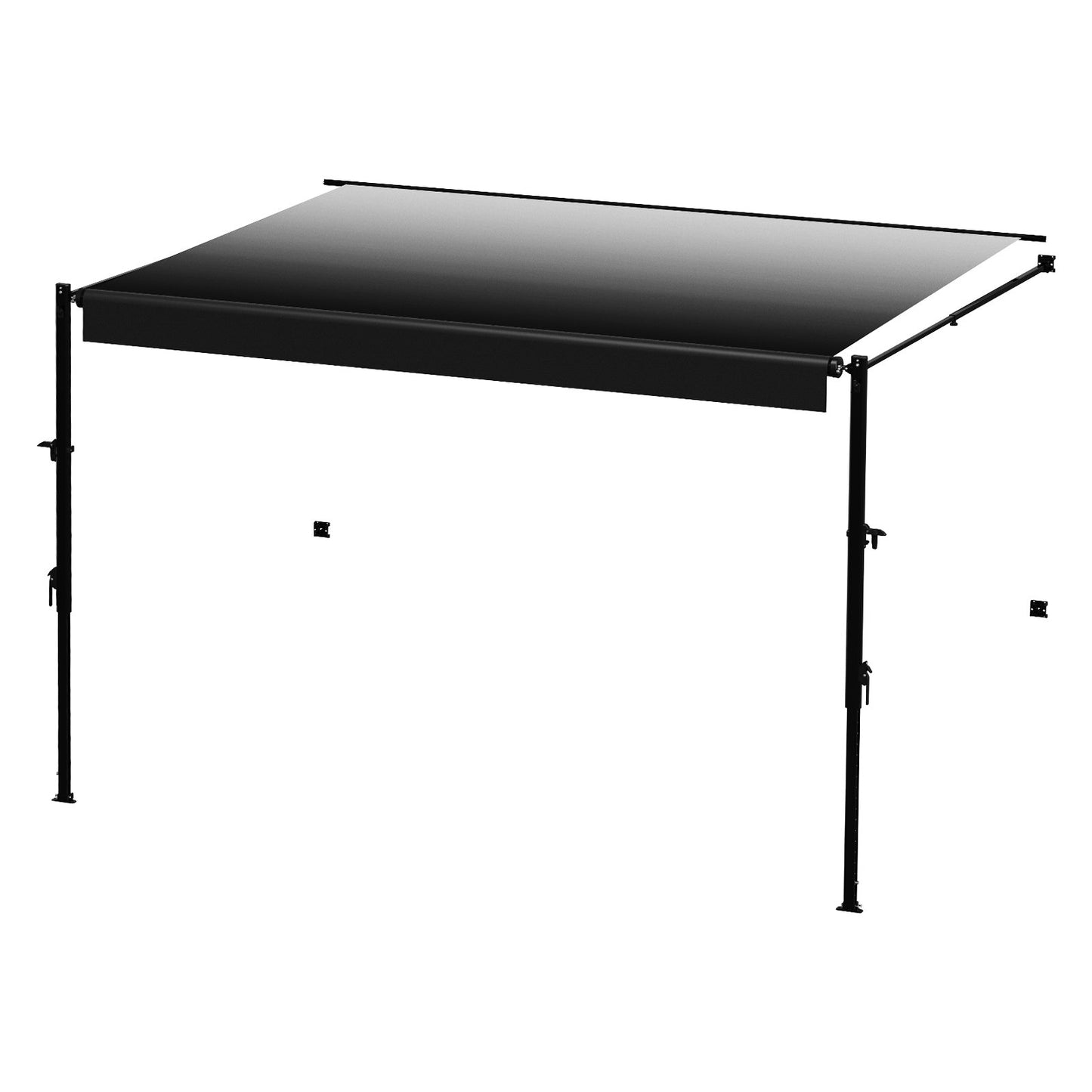 Manuell husbilsmarkis komplett kit, 20' infällbar markis med aluminiumram, markis för utomhussläpvagn, passar de flesta husbilar (svart toning)