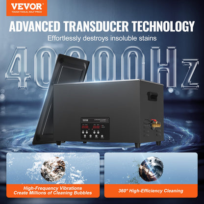 30L sonisk rengöringsmaskin, 600W digital ultraljudsrengöringsmaskin med uppgraderad avgasning och skonsamt läge, 40kHz industriell ultraljudsrengöring med timer och värmare för smyckesverktyg med retainer