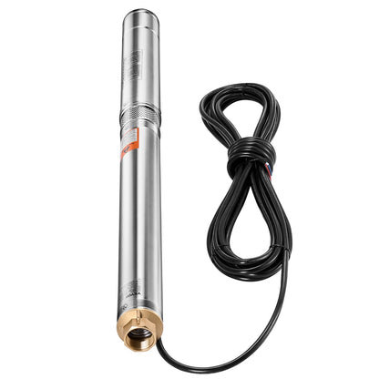 Dränkbar djupbrunnspump, 550 W uteffekt, 230 V, 100 L/min flöde, 53 m (174 ft) tryckhöjd, med 20 m (65,62 ft) sladd, extern kontrollbox, vattenpump i rostfritt stål, för industriell bevattning och hemmabruk, IP68