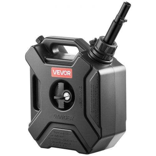 Bränslebehållare, 5 l, bensindunk med pip och låsbart fäste, 15 l/min maxflödeshastighet, säker och läckagesäker, bärbar platt vätskebehållare för de flesta bilar, motorcyklar, ATV, UTV, svart