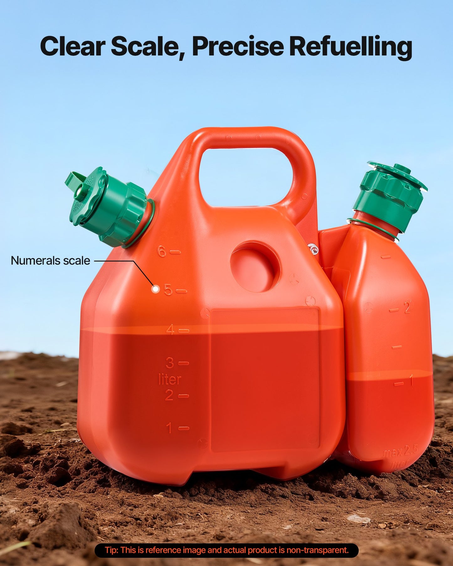 Bränslebehållare, 6 l, bränsletank med pip och 1,9 l extra oljebehållare, 5,5 l/min maxflödeshastighet, läckagesäker och bärbar platt vätskebehållare för de flesta bilar, motorcyklar, ATV, UTV