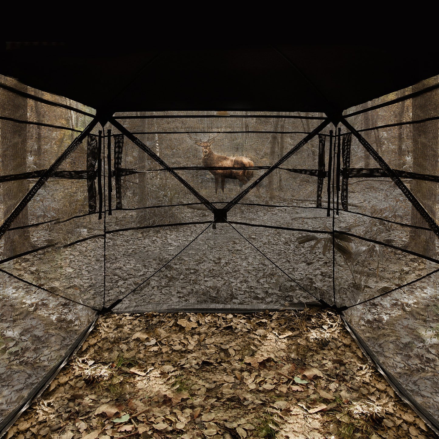 Jaktrullgardin 270° genomskinlig markrullgardin enkelriktad för 4-5 personer