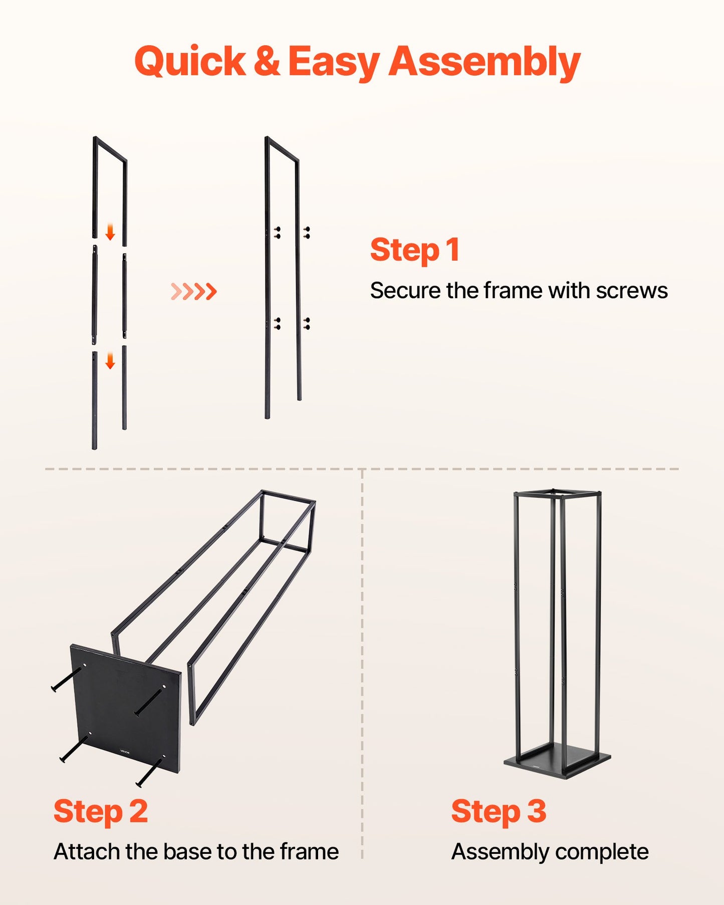 Vedställ för inomhusbruk, 33 × 32 × 112 cm vedhållare, rymmer upp till 45 kg, högt vedställ, vedhållare i pulverlackerat stål, kraftig vedhylla för eldstad