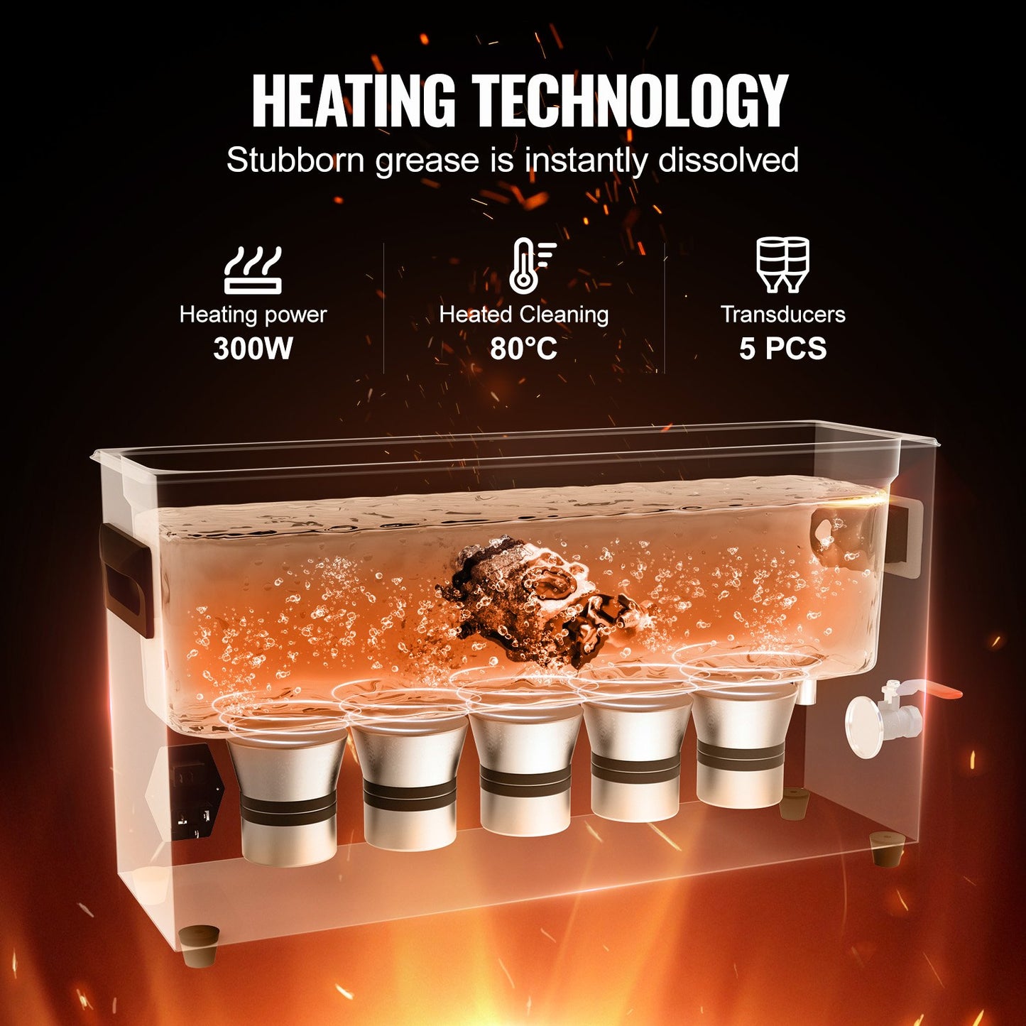 10L ultraljudsvapenrengöring, 300W professionell ultraljudsrengöringsmaskin med timer och värmare, 40kHz digital ultraljudsrengöring med korg för vapendelar, kulor, militära förnödenheter