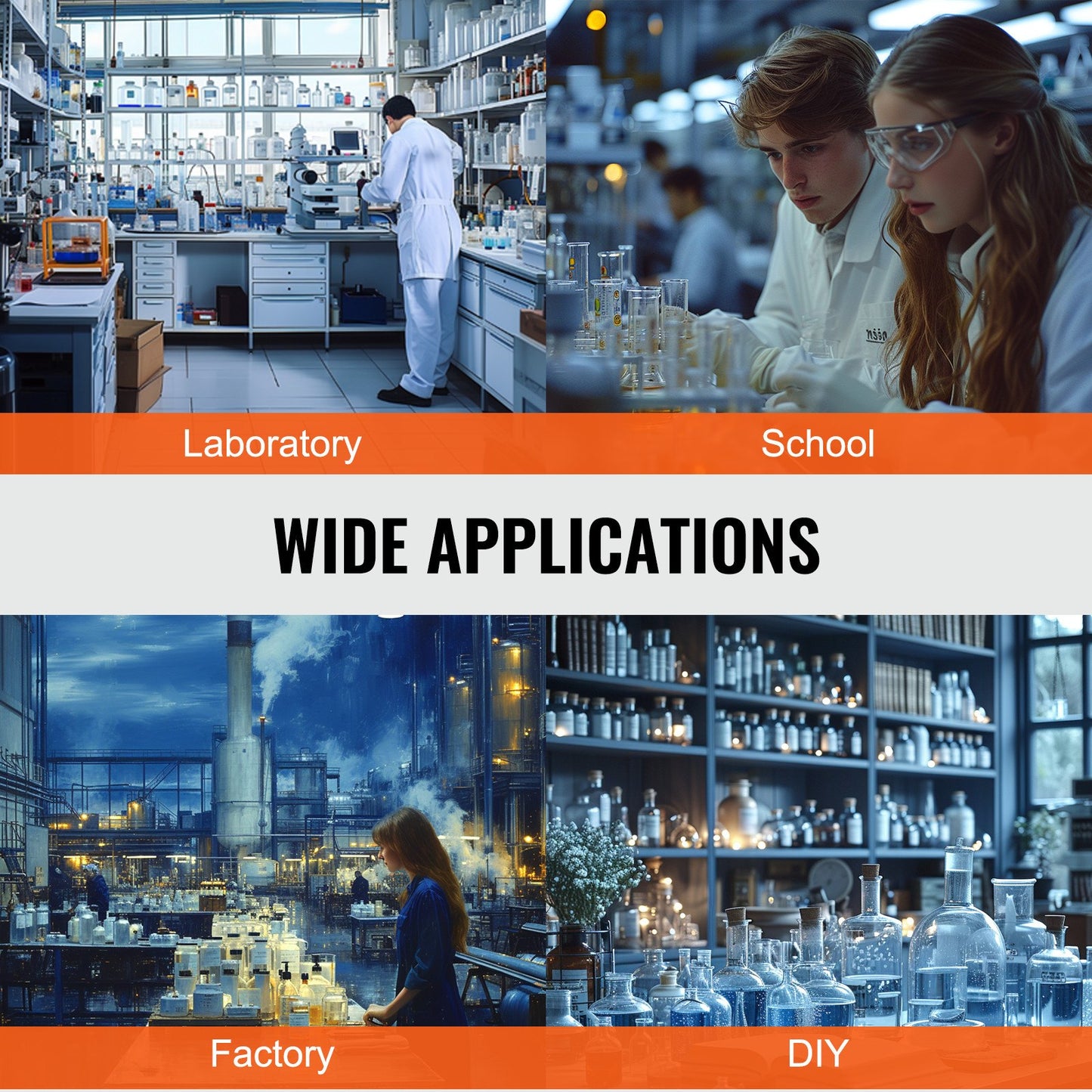 Stöd för laboratoriestativ, set med retortstöd, stålstativ 59,9 cm stång och 21,1 x 13,5 cm gjutjärnsbas, inkluderar kolvklämmor, byrettklämma och kryssklämmor