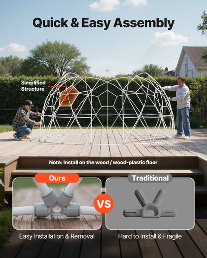 Trädgårdskupoligloo, 3,6 x 2,2 m utomhustält med genomskinlig bubbelkonstruktion för 4-7 personer, väderbeständigt geodesiskt kupolväxthus med fönster, PVC-iglootält för uteplatser, camping, fest, bröllop