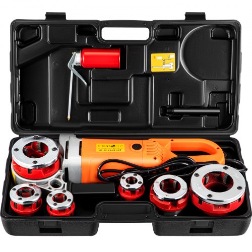 Elektrisk rörgängare, 2300W rörgängningsmaskin, kraftig handhållen motordrivenhet, 220V rörgängningsmaskin, bärbar rörgängare med 6 gängverktyg 1,27-5,1 cm