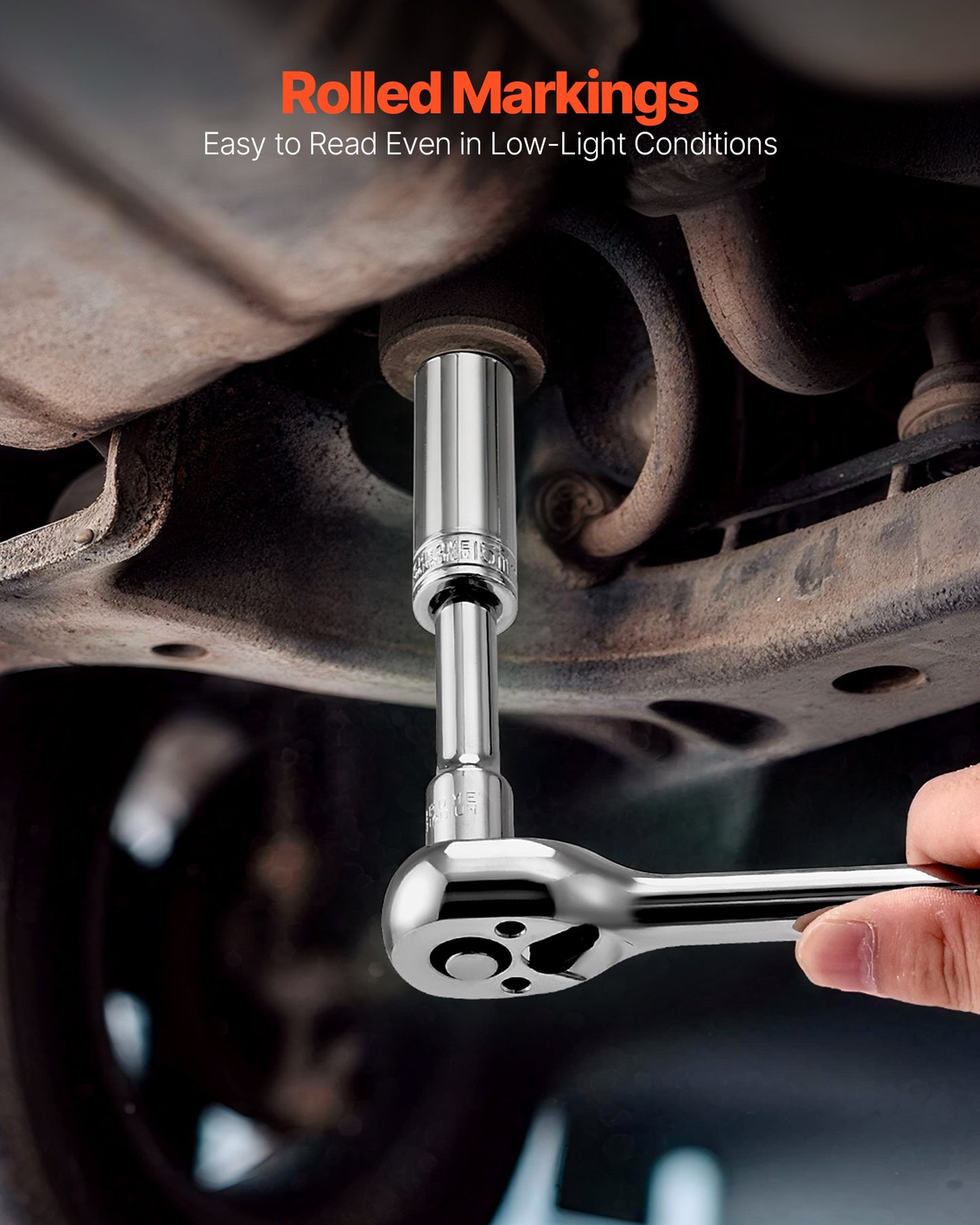 Hylsnyckelsats, 44 delar, 9,5 mm hylsnyckel- och spärrhakesats, SAE och metrisk, djup och grund, mekanisk verktygssats med tillbehör och förvaringsväska, CR-V legerat stål, för bilreparationer