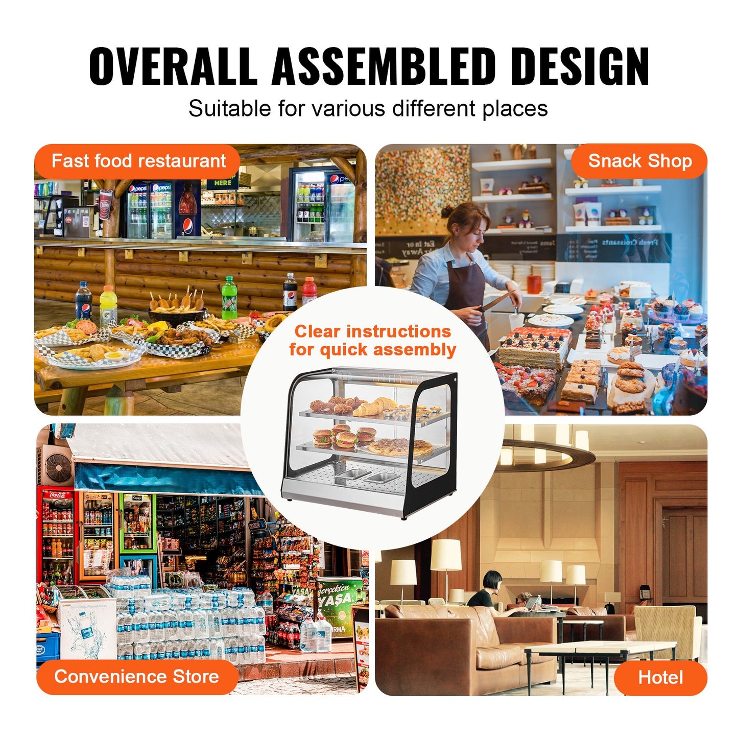 Kommersiell matvärmare med 2 nivåer, 850 W matvärmare med härdat glas och ångvärme, 30℃~85℃ temperaturkontroll, 111 liter stor kapacitet för hamburgare, pizza, bröd, stekt kyckling