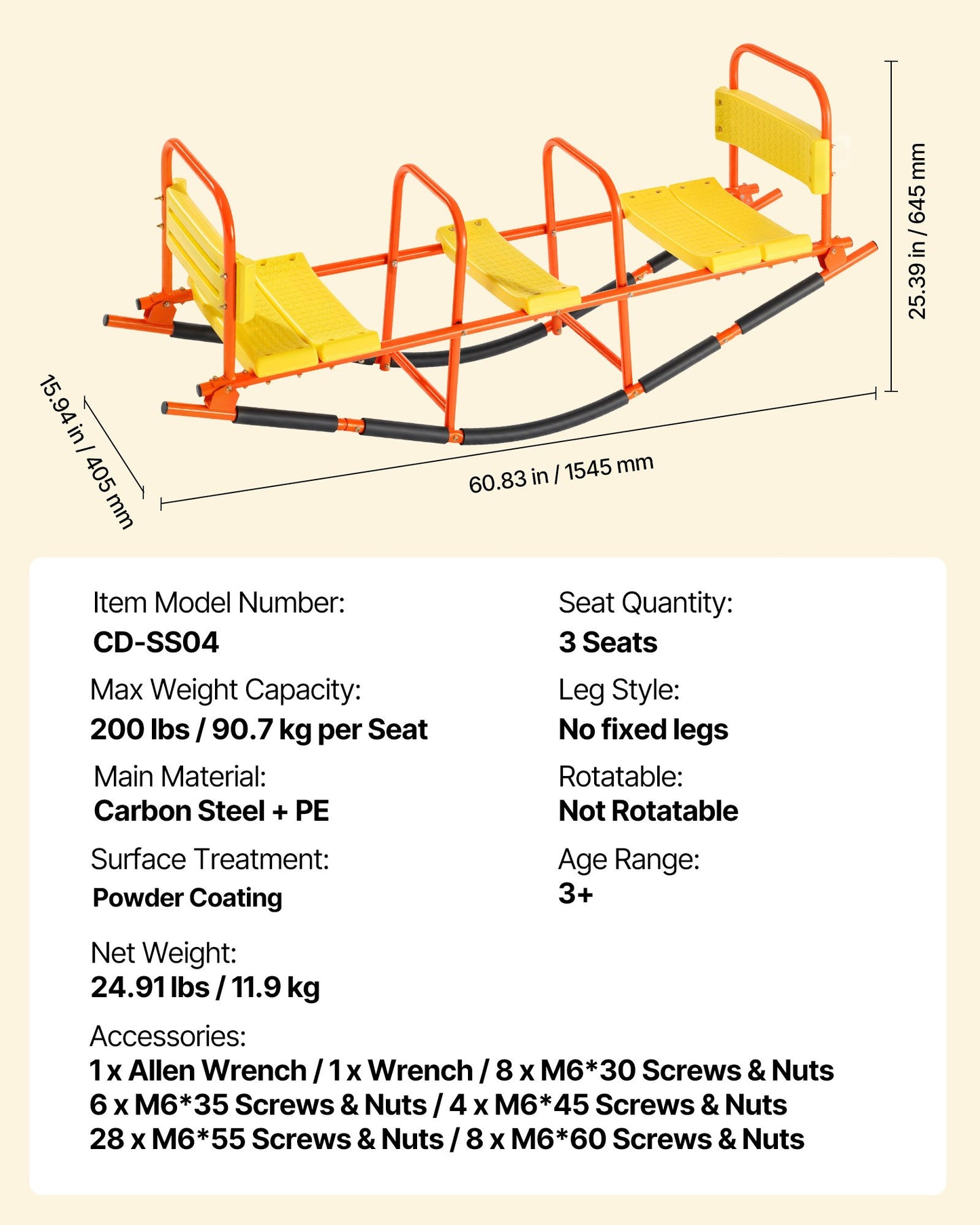 Barngunga, 90 kg lastkapacitet, gungbräda i metall med handtag, gungbräda för barn från 3 år, utomhuslekplats för gräsmatta, bakgård, lekplats, 2 platser
