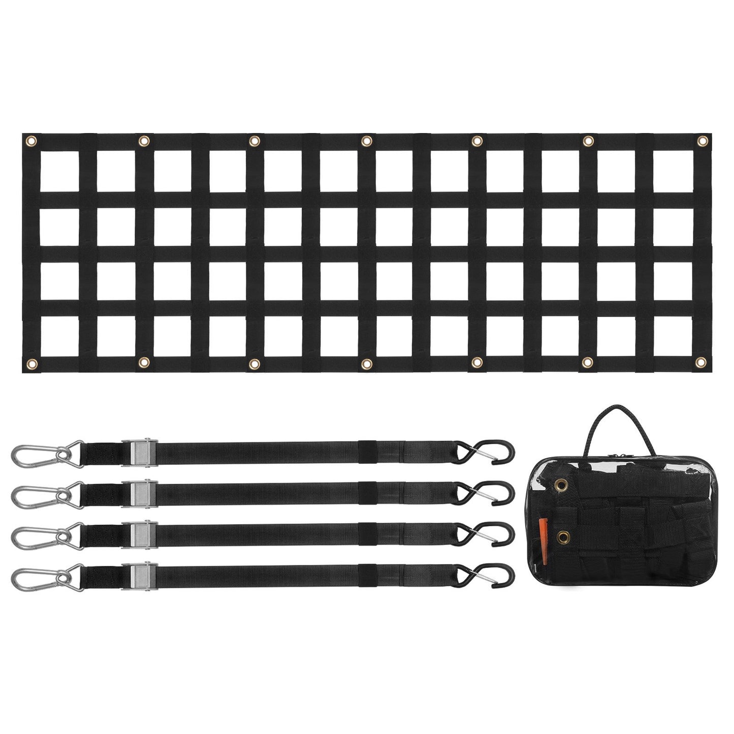 Bakluckenät, 60 x 18 tum, Kraftigt lastnät för lastbilsflak med 4 justerbara teleskopremmar, Utdragbart och hållbart, Flexibel justering, Lämplig för pickup, släpvagn, lastbil, Jeep, SUV