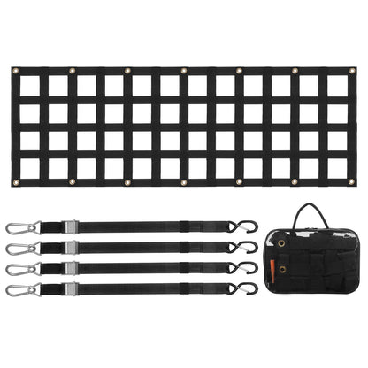 Bakluckenät, 60 x 18 tum, Kraftigt lastnät för lastbilsflak med 4 justerbara teleskopremmar, Utdragbart och hållbart, Flexibel justering, Lämplig för pickup, släpvagn, lastbil, Jeep, SUV